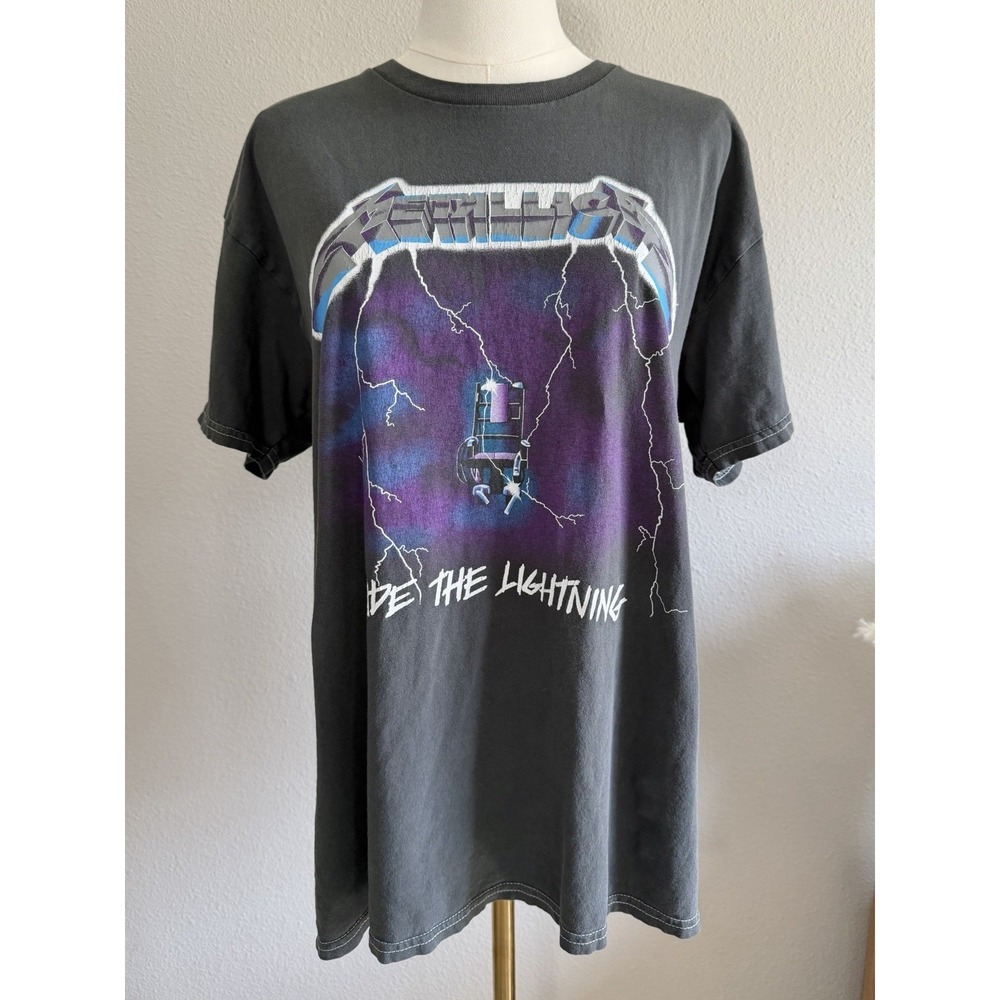Metallica T Shirt Medium Black Ride The Lightning Graphic Official Band Tee